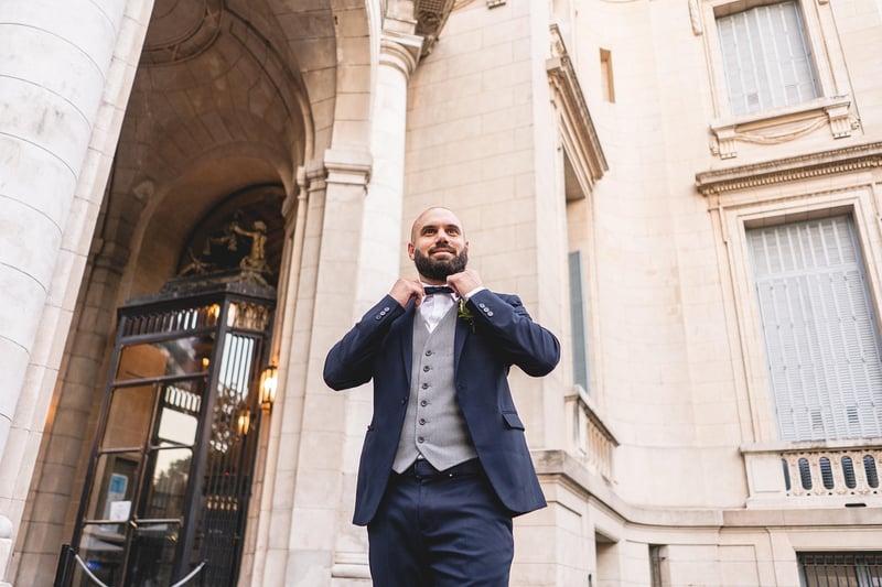 Man in forest-inspired suit